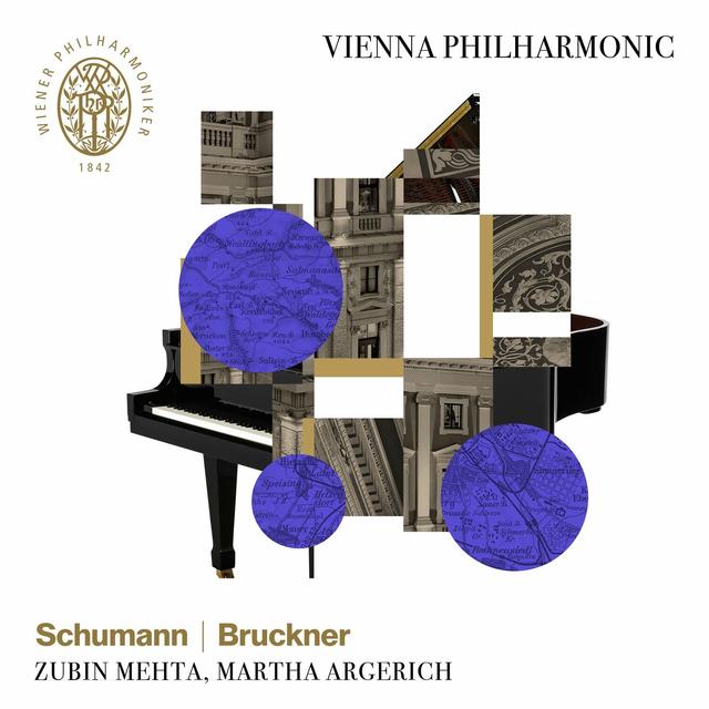 Album cover art for Schumann: Piano Concerto in A Minor, Op. 54 & Bruckner: Symphony No. 4 in E-Flat Major