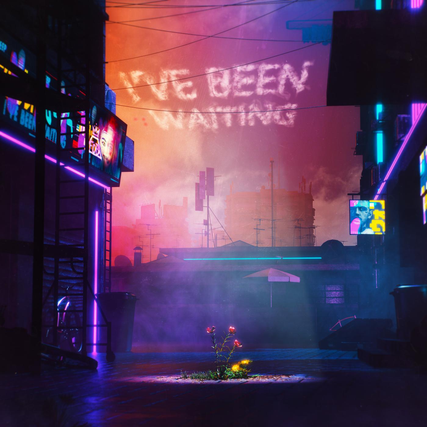 Lyric cover art as blurred background